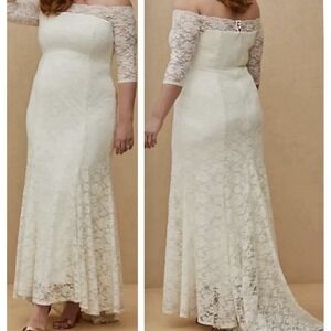 TORRID Ivory Lace Off The Shoulder Wedding Dress Sz 18 NWOT